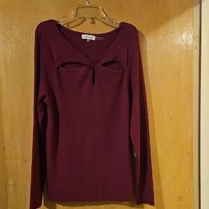 NEW- Calvin Klein Women's Wine Long Sleeve Top